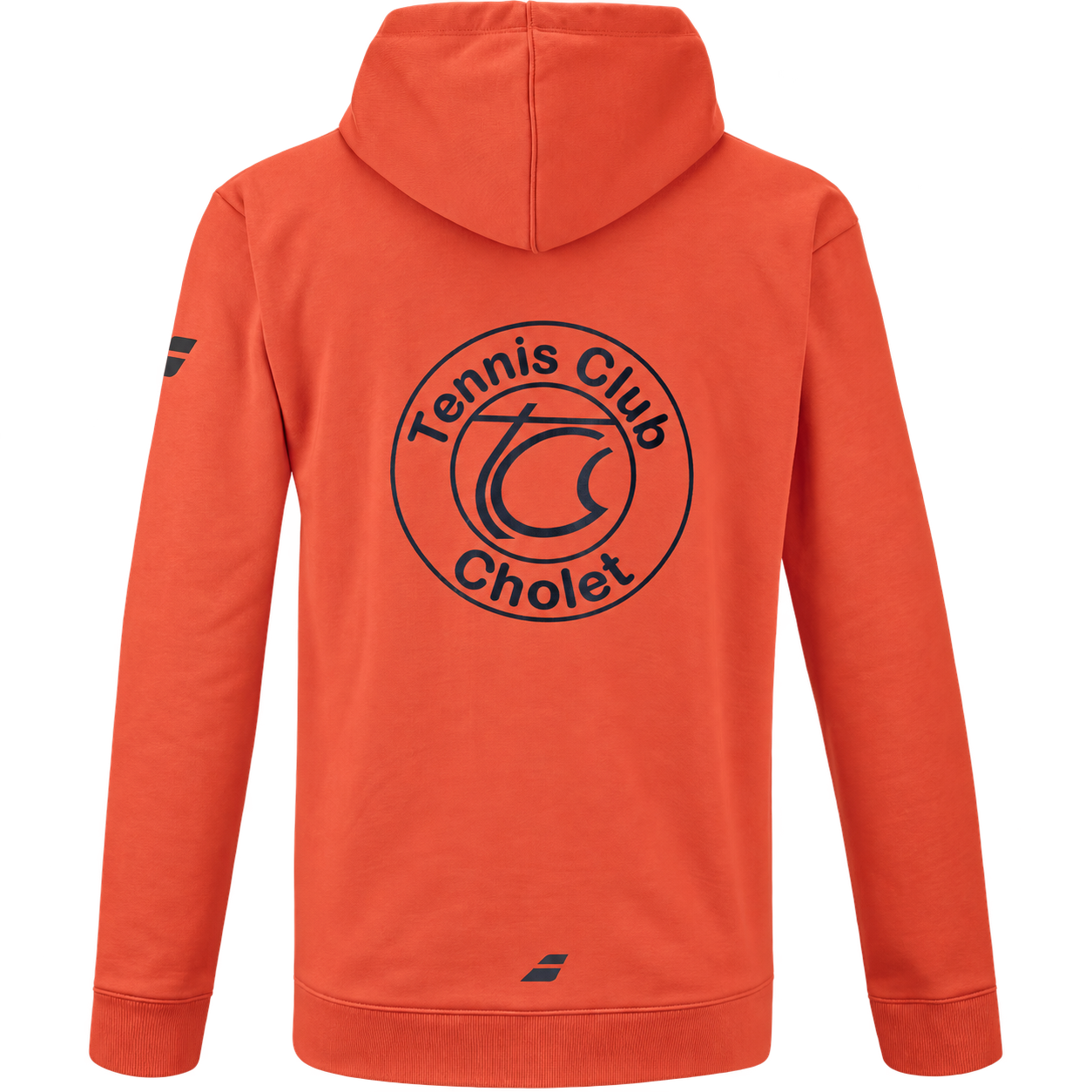 Sweat-shirt Babolat homme corail, dos avec grand logo Tennis Club Cholet noir